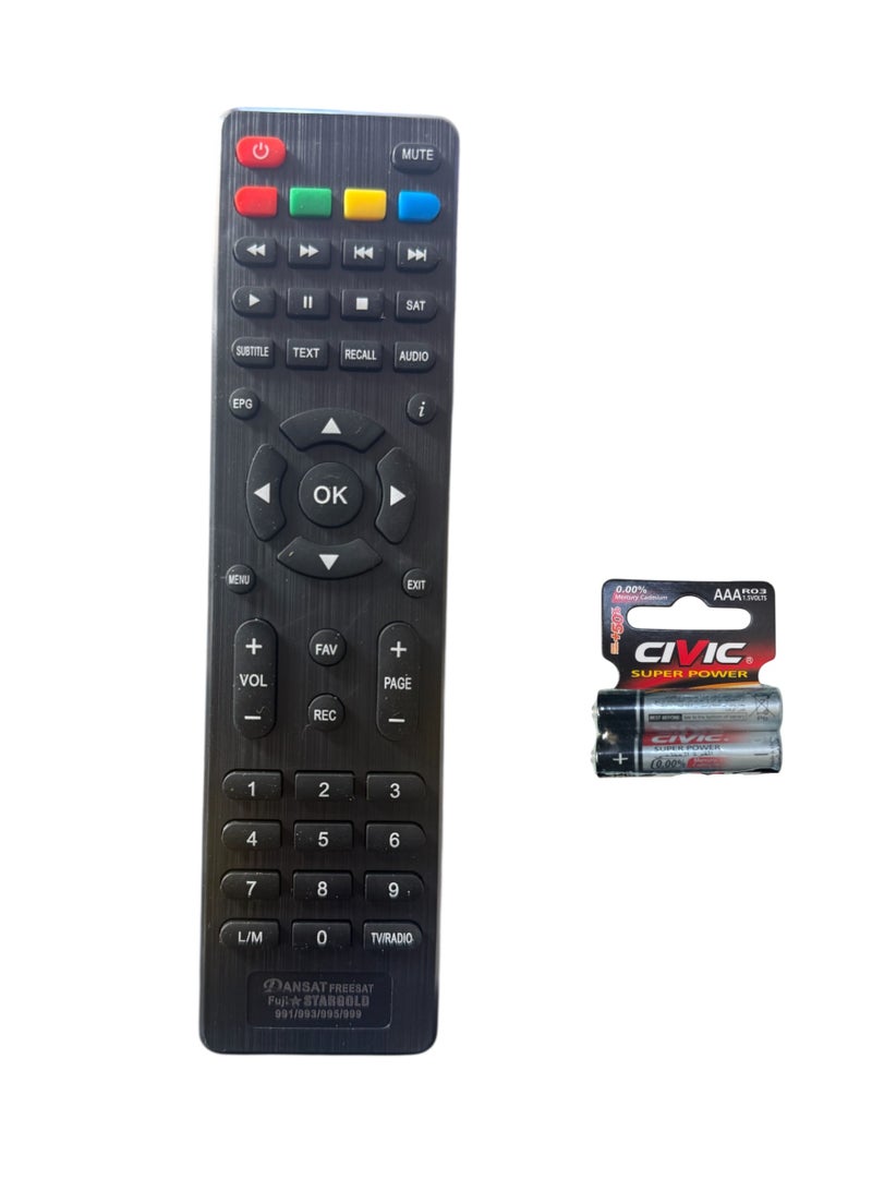 Replacement Remote For Receivers L/M, Works For Dansat, Freesat, Felex, Nate And Similar